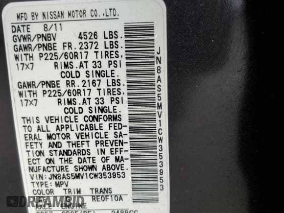 ✅ 2012 Nissan Rogue SV • VIN: JN8AS5MV1CW353953 • Лот: 91907145. Опубликован ранее на Copart с пробегом 131 389 миль. Бесплатный доступ к архиву аукционных продаж из США и подробный отчёт об истории автомобиля на DreamBid. Изображение 14.