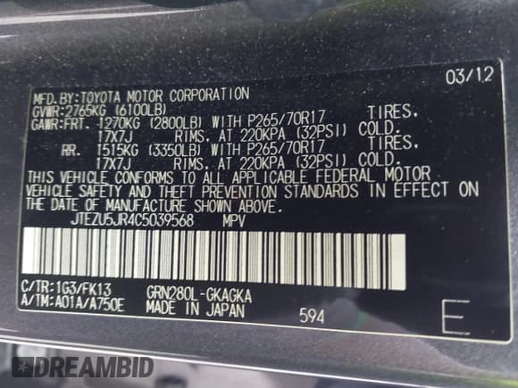 ✅ 2012 Toyota 4Runner SR5 • VIN: JTEZU5JR4C5039568 • Lot: 42180311. Wystawiony na IAAI z przebiegiem 75 131 mil. Bezpłatny archiwum sprzedaży aukcyjnych z USA i szczegółowy raport historii pojazdu na DreamBid. Zdjęcie 9.
