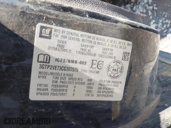 ✅ 2012 GMC Sierra 1500 SLE • VIN: 3GTP2VE73CG307979 • Лот: 42454626. Опубликован ранее на IAAI с пробегом 169 267 миль. Бесплатный доступ к архиву аукционных продаж из США и подробный отчёт об истории автомобиля на DreamBid. Изображение 9.