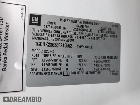✅ 2008 Chevrolet Silverado 2500HD LTZ • VIN: 1GCHK23638F210562 • Lot: 80521975. Wystawiony na Copart z przebiegiem 263 702 mil. Bezpłatny archiwum sprzedaży aukcyjnych z USA i szczegółowy raport historii pojazdu na DreamBid. Zdjęcie 12.