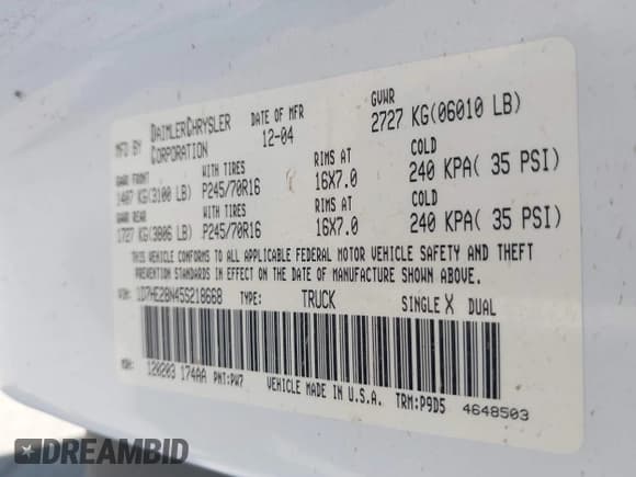 ✅ 2005 Dodge Dakota ST • VIN: 1D7HE28N45S218668 • Lot: 42276061. Wystawiony na IAAI z przebiegiem 141 724 mil. Bezpłatny archiwum sprzedaży aukcyjnych z USA i szczegółowy raport historii pojazdu na DreamBid. Zdjęcie 9.