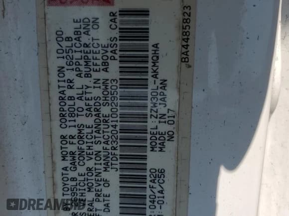 ✅ 2001 Toyota MR2 • VIN: JTDFR320410029503 • Lot: 60458545. Wystawiony na Copart z przebiegiem Nie podano. Bezpłatny archiwum sprzedaży aukcyjnych z USA i szczegółowy raport historii pojazdu na DreamBid. Zdjęcie 12.