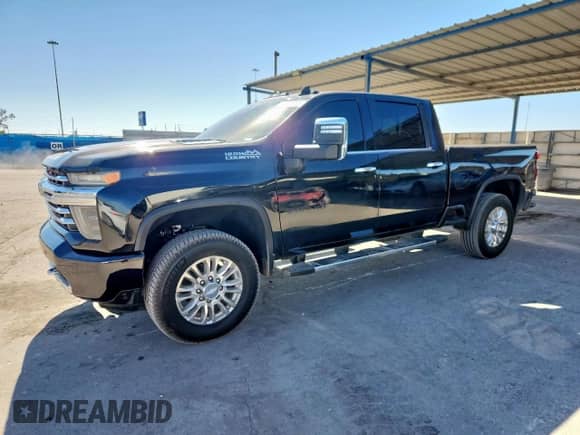 2020 Chevrolet Silverado 3500HD High Country z VIN 1GC4YVEYXLF105443, wystawiony jako Copart lot #91819785 z przebiegiem 76 561 mil mil oraz Szkoda całkowita • Salvage title. Historia ofert i sprzedaży dostępna na DreamBid. Obrazek 1.