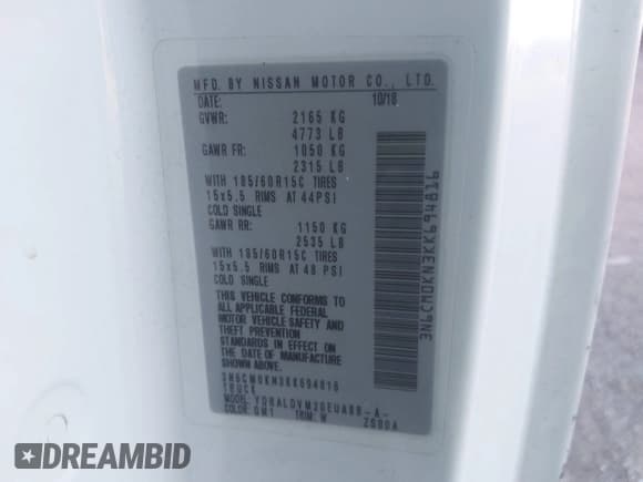 ✅ 2019 Nissan NV200 SV • VIN: 3N6CM0KN3KK694816 • Lot: 43525671. Listed on IAAI with 109,837 mi. Free auction sales archive from the USA and detailed vehicle history report at DreamBid. Image 9.