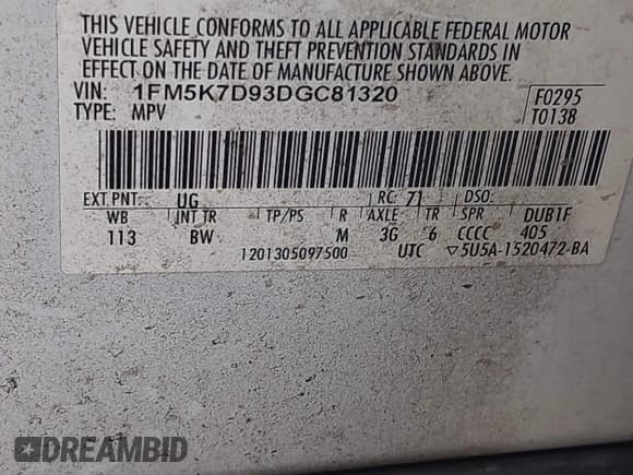 ✅ 2013 Ford Explorer XLT • VIN: 1FM5K7D93DGC81320 • Lot: 42160748. Wystawiony na IAAI z przebiegiem 196 740 mil. Bezpłatny archiwum sprzedaży aukcyjnych z USA i szczegółowy raport historii pojazdu na DreamBid. Zdjęcie 9.