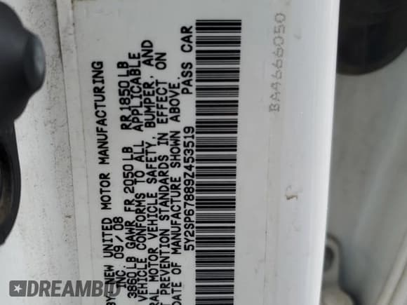 ✅ 2009 Pontiac Vibe 1SA • VIN: 5Y2SP67889Z453519 • Lot: 87477725. Wystawiony na Copart z przebiegiem 198 961 mil. Bezpłatny archiwum sprzedaży aukcyjnych z USA i szczegółowy raport historii pojazdu na DreamBid. Zdjęcie 12.