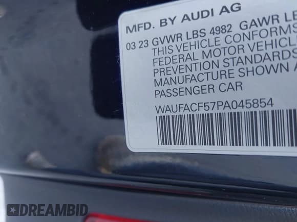 ✅ 2023 Audi A5 Sportback S line Premium Plus • VIN: WAUFACF57PA045854 • Lot: 43483356. Listed on IAAI with 25,805 mi. Free auction sales archive from the USA and detailed vehicle history report at DreamBid. Image 9.