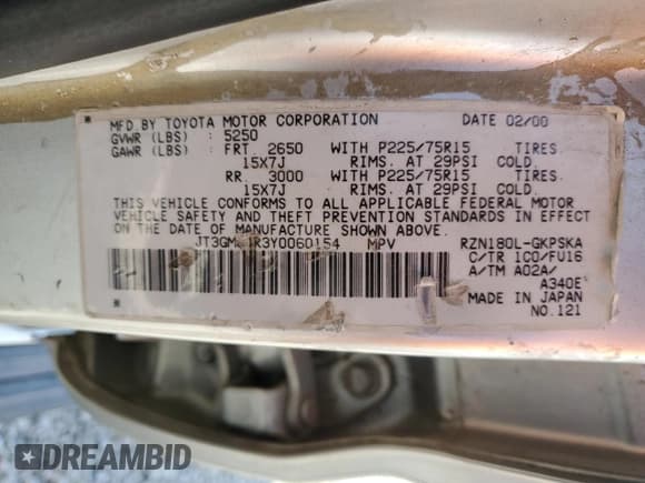 ✅ 2000 Toyota 4Runner • VIN: JT3GM84R3Y0060154 • Лот: 70584735. Опубликован ранее на Copart с пробегом 218 362 миль. Бесплатный доступ к архиву аукционных продаж из США и подробный отчёт об истории автомобиля на DreamBid. Изображение 13.