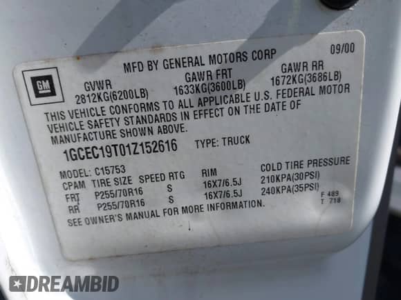 ✅ 2001 Chevrolet Silverado 1500 LT • VIN: 1GCEC19T01Z152616 • Lot: 41454877. Wystawiony na IAAI z przebiegiem 208 347 mil mil. Skorzystaj z bezpłatnego archiwum sprzedaży aukcyjnych z USA i zobacz szczegółowy raport historii pojazdu na DreamBid. Zdjęcie 9.