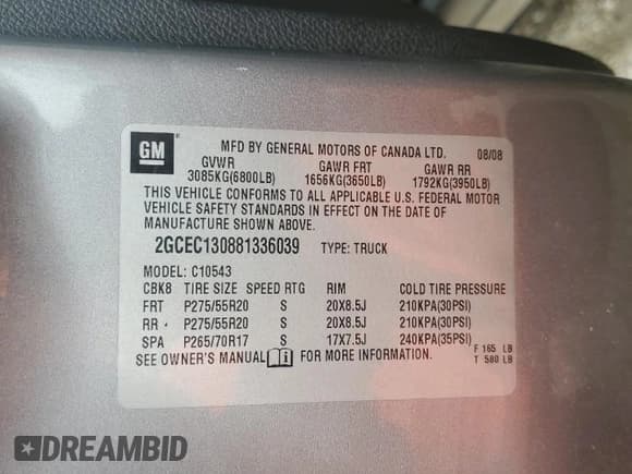 ✅ 2008 Chevrolet Silverado 1500 2LT • VIN: 2GCEC130881336039 • Lot: 72942024. Listed on Copart with Not provided. Free auction sales archive from the USA and detailed vehicle history report at DreamBid. Image 12.