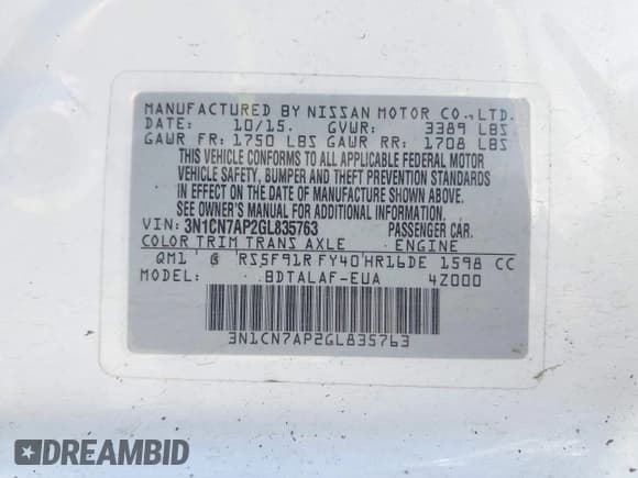 ✅ 2016 Nissan Versa S • VIN: 3N1CN7AP2GL835763 • Lot: 42966826. Listed on IAAI with 73,435 mi. Free auction sales archive from the USA and detailed vehicle history report at DreamBid. Image 9.