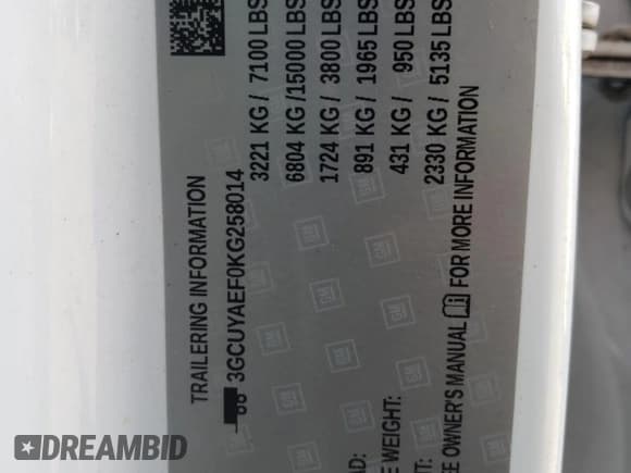 ✅ 2019 Chevrolet Silverado 1500 Work Truck • VIN: 3GCUYAEF0KG258014 • Lot: 61196854. Wystawiony na Copart z przebiegiem 85 547 mil. Bezpłatny archiwum sprzedaży aukcyjnych z USA i szczegółowy raport historii pojazdu na DreamBid. Zdjęcie 12.