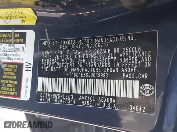 ✅ 2018 Toyota Avalon Hybrid XLE Plus • VIN: 4T1BD1EB6JU059993 • Lot: 41794920. Wystawiony na IAAI z przebiegiem 103 897 mil. Bezpłatny archiwum sprzedaży aukcyjnych z USA i szczegółowy raport historii pojazdu na DreamBid. Zdjęcie 9.