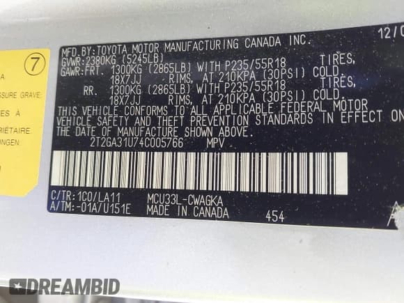 ✅ 2004 Lexus RX 330 • VIN: 2T2GA31U74C005766 • Lot: 43741613. Listed on IAAI with 244,049 mi. Free auction sales archive from the USA and detailed vehicle history report at DreamBid. Image 9.