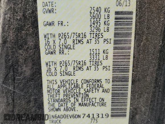 ✅ 2013 Nissan Frontier SV • VIN: 1N6AD0EV6DN741319 • Lot: 68553625. Listed on Copart with 79,144 mi. Free auction sales archive from the USA and detailed vehicle history report at DreamBid. Image 12.