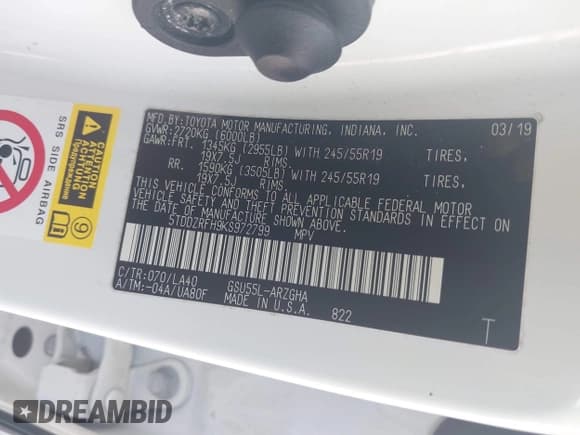 ✅ 2019 Toyota Highlander Limited • VIN: 5TDDZRFH9KS972799 • Lot: 42675544. Wystawiony na IAAI z przebiegiem 49 921 mil. Bezpłatny archiwum sprzedaży aukcyjnych z USA i szczegółowy raport historii pojazdu na DreamBid. Zdjęcie 9.