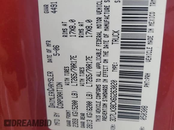 ✅ 2006 Dodge 3500 SLT • VIN: 3D7LX38CX6G263020 • Lot: 69118825. Listed on Copart with 291,306 mi. Free auction sales archive from the USA and detailed vehicle history report at DreamBid. Image 12.