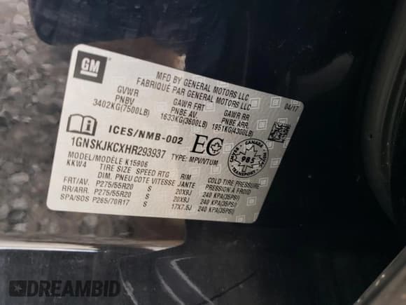 ✅ 2017 Chevrolet Suburban Premier • VIN: 1GNSKJKCXHR293937 • Lot: 73501094. Wystawiony na Copart z przebiegiem 76 240 mil. Bezpłatny archiwum sprzedaży aukcyjnych z USA i szczegółowy raport historii pojazdu na DreamBid. Zdjęcie 12.