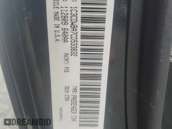 2012 Dodge Caliber SE с VIN 1C3CDWBA7CD533832, выставлен на аукционе Copart как лот 74026294 с пробегом Не указан миль и Списание • Salvage title. История ставок и продаж доступна на DreamBid. Изображение 13.