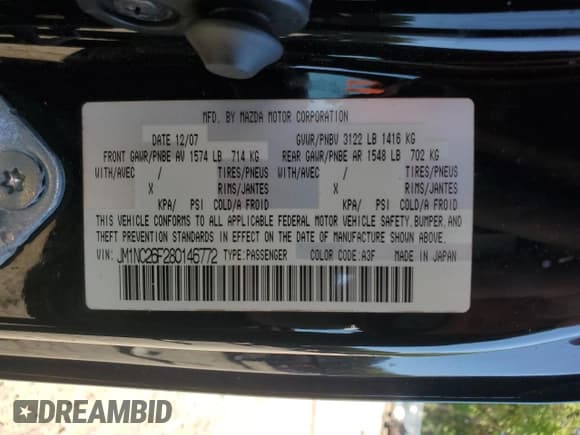 ✅ 2008 Mazda MX-5 Miata Grand Touring • VIN: JM1NC26F280146772 • Lot: 71225295. Wystawiony na Copart z przebiegiem Nie podano. Bezpłatny archiwum sprzedaży aukcyjnych z USA i szczegółowy raport historii pojazdu na DreamBid. Zdjęcie 12.