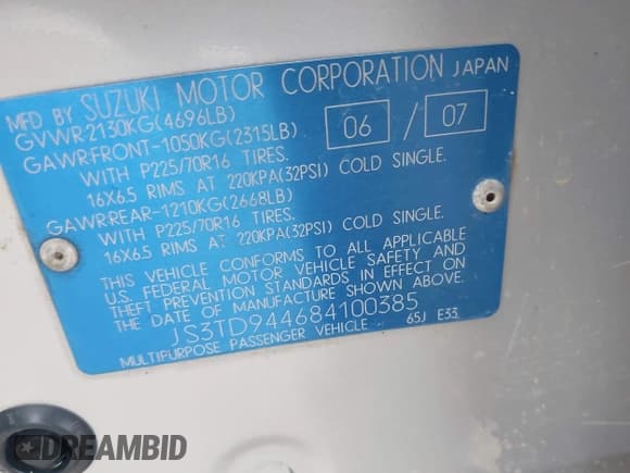 ✅ 2008 Suzuki Grand Vitara XSport • VIN: JS3TD944684100385 • Лот: 42774607. Опубликован ранее на IAAI с пробегом 138 000 миль. Бесплатный доступ к архиву аукционных продаж из США и подробный отчёт об истории автомобиля на DreamBid. Изображение 9.