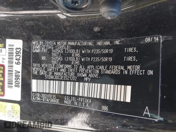 ✅ 2014 Toyota Sienna SE • VIN: 5TDXK3DC3ES521202 • Lot: 41579320. Listed on IAAI with 182,982 mi. Free auction sales archive from the USA and detailed vehicle history report at DreamBid. Image 9.