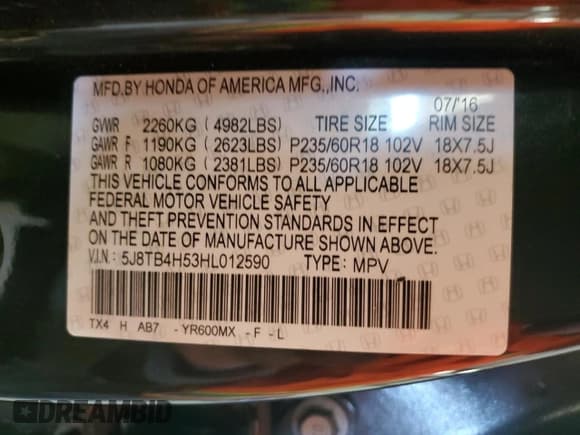 ✅ 2017 Acura RDX Technology • VIN: 5J8TB4H53HL012590 • Лот: 87184585. Опубликован ранее на Copart с пробегом 98 532 миль. Бесплатный доступ к архиву аукционных продаж из США и подробный отчёт об истории автомобиля на DreamBid. Изображение 13.