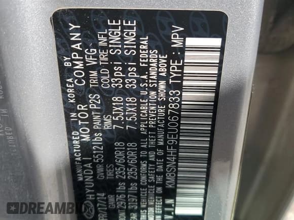 ✅ 2014 Hyundai Santa Fe Limited • VIN: KM8SN4HF9EU067833 • Лот: 81799355. Опубликован ранее на Copart с пробегом 146 089 миль. Бесплатный доступ к архиву аукционных продаж из США и подробный отчёт об истории автомобиля на DreamBid. Изображение 14.