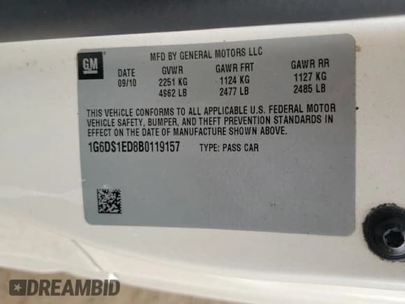 ✅ 2011 Cadillac CTS Premium • VIN: 1G6DS1ED8B0119157 • Lot: 90248765. Listed on Copart with 186,175 mi. Free auction sales archive from the USA and detailed vehicle history report at DreamBid. Image 12.