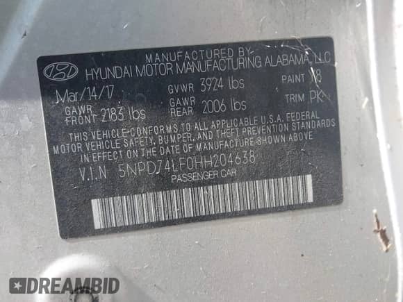 2017 Hyundai Elantra SE с VIN 5NPD74LF0HH204638, выставлен на аукционе IAAI как лот 43427945 с пробегом 106 412 миль миль и . История ставок и продаж доступна на DreamBid. Изображение 9.