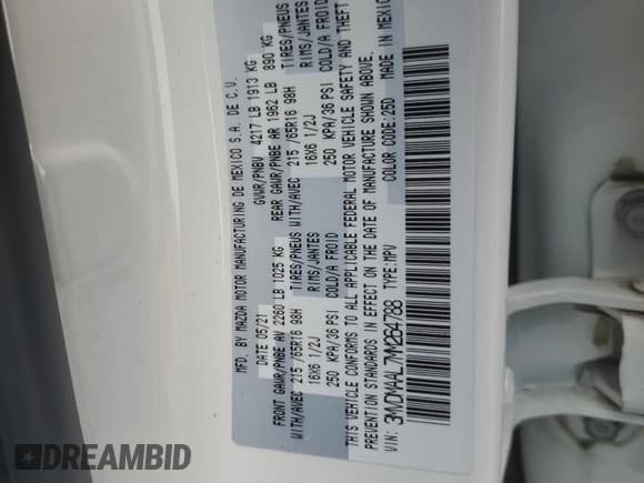 ✅ 2021 Mazda CX-30 S • VIN: 3MVDMAAL7MM264788 • Lot: 60535095. Wystawiony na Copart z przebiegiem 53 703 mil. Bezpłatny archiwum sprzedaży aukcyjnych z USA i szczegółowy raport historii pojazdu na DreamBid. Zdjęcie 13.