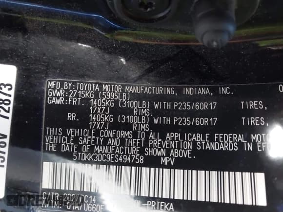 ✅ 2014 Toyota Sienna LE AAS • VIN: 5TDKK3DC9ES494758 • Лот: 43595777. Опубликован ранее на IAAI с пробегом 159 643 миль. Бесплатный доступ к архиву аукционных продаж из США и подробный отчёт об истории автомобиля на DreamBid. Изображение 9.