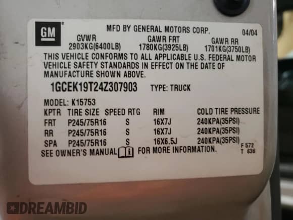 2004 Chevrolet Silverado 1500 с VIN 1GCEK19T24Z307903, выставлен на аукционе Copart как лот 49138965 с пробегом 165 162 миль миль и Списание • Salvage title. История ставок и продаж доступна на DreamBid. Изображение 12.