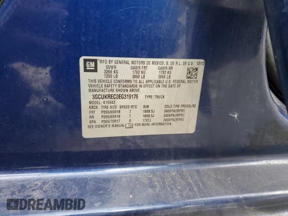 ✅ 2014 Chevrolet Silverado 1500 LT • VIN: 3GCUKREC0EG319176 • Lot: 81860415. Listed on Copart with 185,136 mi. Free auction sales archive from the USA and detailed vehicle history report at DreamBid. Image 12.