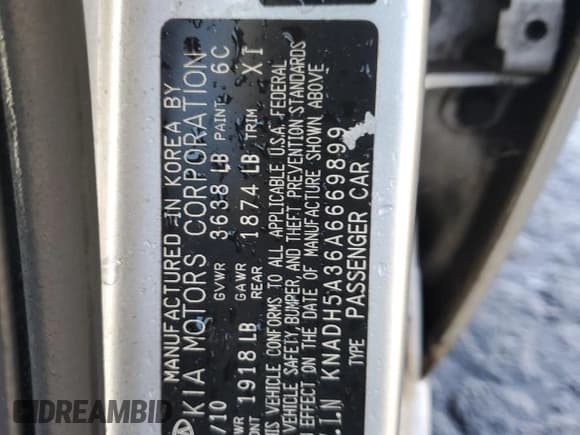 ✅ 2010 Kia Rio LX • VIN: KNADH5A36A6669899 • Лот: 85549824. Опубликован ранее на Copart с пробегом 150 139 миль. Бесплатный доступ к архиву аукционных продаж из США и подробный отчёт об истории автомобиля на DreamBid. Изображение 12.