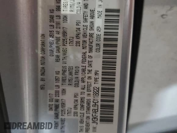 ✅ 2017 Mazda CX-5 Sport • VIN: JM3KFABL6H0118822 • Lot: 91210485. Wystawiony na Copart z przebiegiem 108 174 mil. Bezpłatny archiwum sprzedaży aukcyjnych z USA i szczegółowy raport historii pojazdu na DreamBid. Zdjęcie 14.