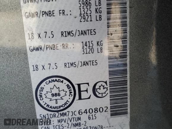 ✅ 2018 Nissan Pathfinder S • VIN: 5N1DR2MM7JC640802 • Лот: 89190145. Опубликован ранее на Copart с пробегом 129 656 миль. Бесплатный доступ к архиву аукционных продаж из США и подробный отчёт об истории автомобиля на DreamBid. Изображение 15.