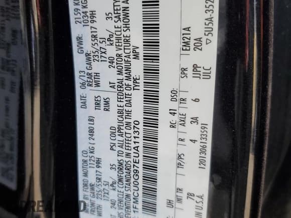 ✅ 2014 Ford Escape SE • VIN: 1FMCU0G97EUA11370 • Лот: 90866925. Опубликован ранее на Copart с пробегом 35 316 миль. Бесплатный доступ к архиву аукционных продаж из США и подробный отчёт об истории автомобиля на DreamBid. Изображение 14.