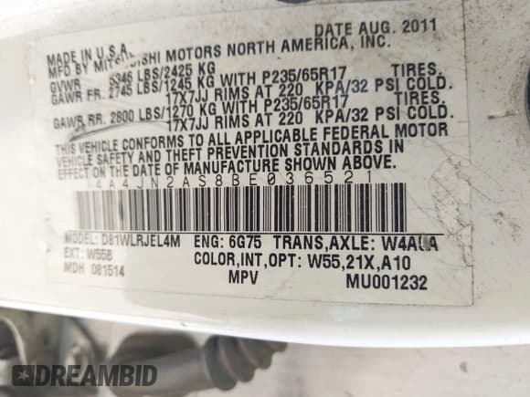 ✅ 2011 Mitsubishi Endeavor LS • VIN: 4A4JN2AS8BE036521 • Лот: 42597231. Опубликован ранее на IAAI с пробегом 188 071 миль. Бесплатный доступ к архиву аукционных продаж из США и подробный отчёт об истории автомобиля на DreamBid. Изображение 9.