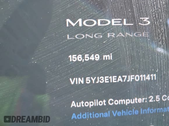 ✅ 2018 Tesla Model 3 Long Range Battery • VIN: 5YJ3E1EA7JF011411 • Lot: 42227015. Listed on IAAI with 156,549 mi. Free auction sales archive from the USA and detailed vehicle history report at DreamBid. Image 15.