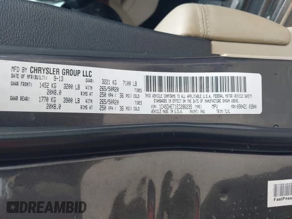 ✅ 2014 Dodge Durango Citadel • VIN: 1C4SDHET1EC286235 • Лот: 42750704. Опубликован ранее на IAAI с пробегом 168 276 миль. Бесплатный доступ к архиву аукционных продаж из США и подробный отчёт об истории автомобиля на DreamBid. Изображение 9.