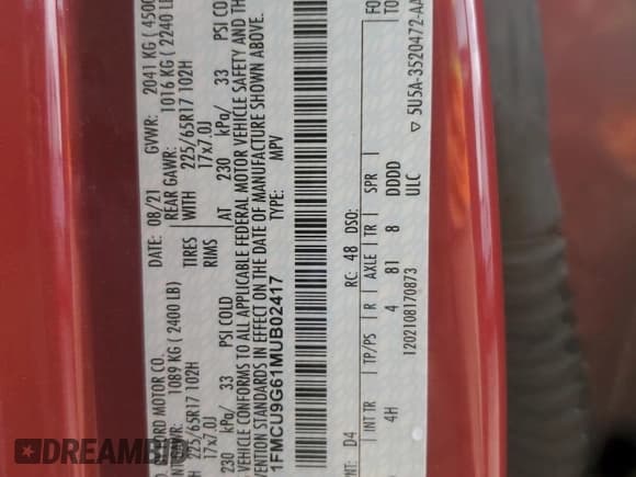 ✅ 2021 Ford Escape SE • VIN: 1FMCU9G61MUB02417 • Lot: 90315705. Wystawiony na Copart z przebiegiem 39 911 mil. Bezpłatny archiwum sprzedaży aukcyjnych z USA i szczegółowy raport historii pojazdu na DreamBid. Zdjęcie 13.