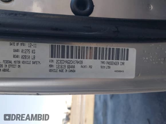 ✅ 2012 Dodge Challenger SXT • VIN: 2C3CDYAG2CH170439 • Lot: 41745368. Wystawiony na IAAI z przebiegiem 131 719 mil. Bezpłatny archiwum sprzedaży aukcyjnych z USA i szczegółowy raport historii pojazdu na DreamBid. Zdjęcie 9.