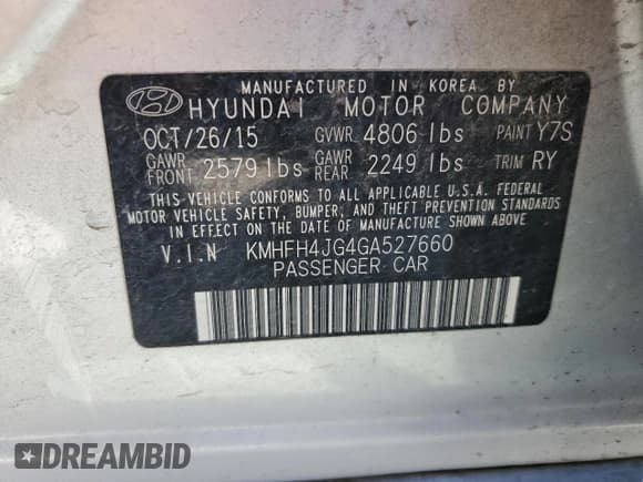 ✅ 2016 Hyundai Azera Limited • VIN: KMHFH4JG4GA527660 • Лот: 49296195. Опубликован ранее на Copart с пробегом 110 824 миль. Бесплатный доступ к архиву аукционных продаж из США и подробный отчёт об истории автомобиля на DreamBid. Изображение 12.