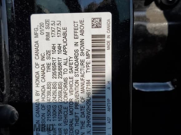 ✅ 2020 Honda CR-V LX • VIN: 2HKRW2H29LH617184 • Lot: 81003165. Listed on Copart with 103,569 mi. Free auction sales archive from the USA and detailed vehicle history report at DreamBid. Image 13.