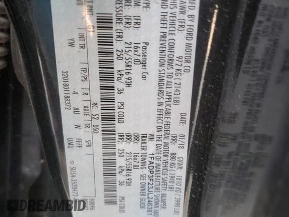 ✅ 2018 Ford Focus SE • VIN: 1FADP3F23JL246361 • Lot: 89896255. Wystawiony na Copart z przebiegiem 137 476 mil. Bezpłatny archiwum sprzedaży aukcyjnych z USA i szczegółowy raport historii pojazdu na DreamBid. Zdjęcie 12.