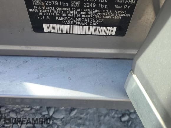 ✅ 2012 Hyundai Azera • VIN: KMHFG4JG9CA178542 • Lot: 91980505. Listed on Copart with 134,574 mi. Free auction sales archive from the USA and detailed vehicle history report at DreamBid. Image 12.