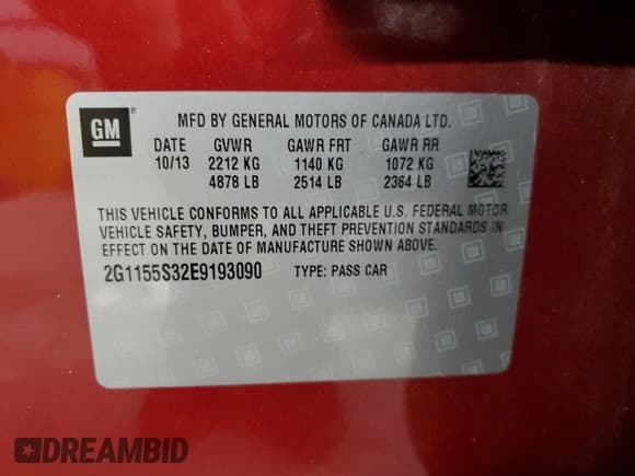 ✅ 2014 Chevrolet Impala LTZ • VIN: 2G1155S32E9193090 • Lot: 81269905. Listed on Copart with 102,356 mi. Free auction sales archive from the USA and detailed vehicle history report at DreamBid. Image 13.