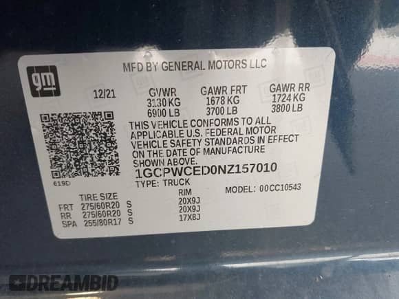 2022 Chevrolet Silverado 1500 LT z VIN 1GCPWCED0NZ157010, wystawiony jako IAAI lot #42592135 z przebiegiem 73 037 mil mil oraz . Historia ofert i sprzedaży dostępna na DreamBid. Obrazek 9.