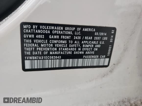 ✅ 2014 Volkswagen Passat SE • VIN: 1VWBN7A31EC082643 • Lot: 90337015. Wystawiony na Copart z przebiegiem 186 156 mil. Bezpłatny archiwum sprzedaży aukcyjnych z USA i szczegółowy raport historii pojazdu na DreamBid. Zdjęcie 12.